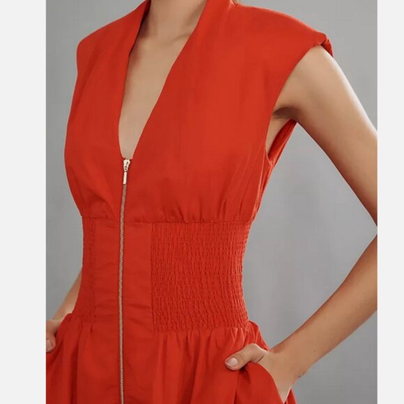 Anthropologie The Tommie Zip Front Mini Shirt Dress Red Size XL NWT - Picture 2 of 4